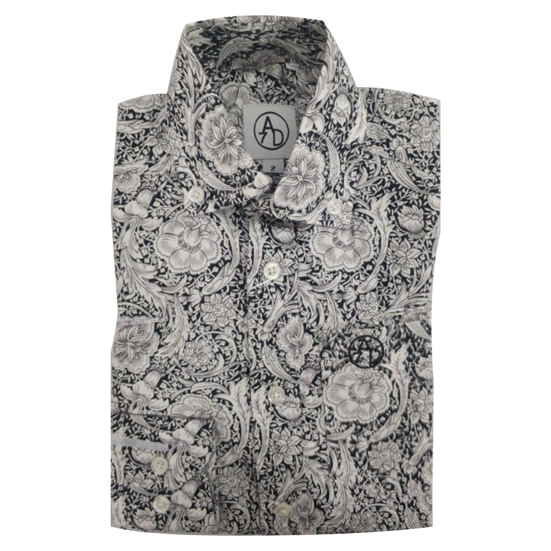 Circle Sevn Youth's Silver & Black Western Floral Shirt