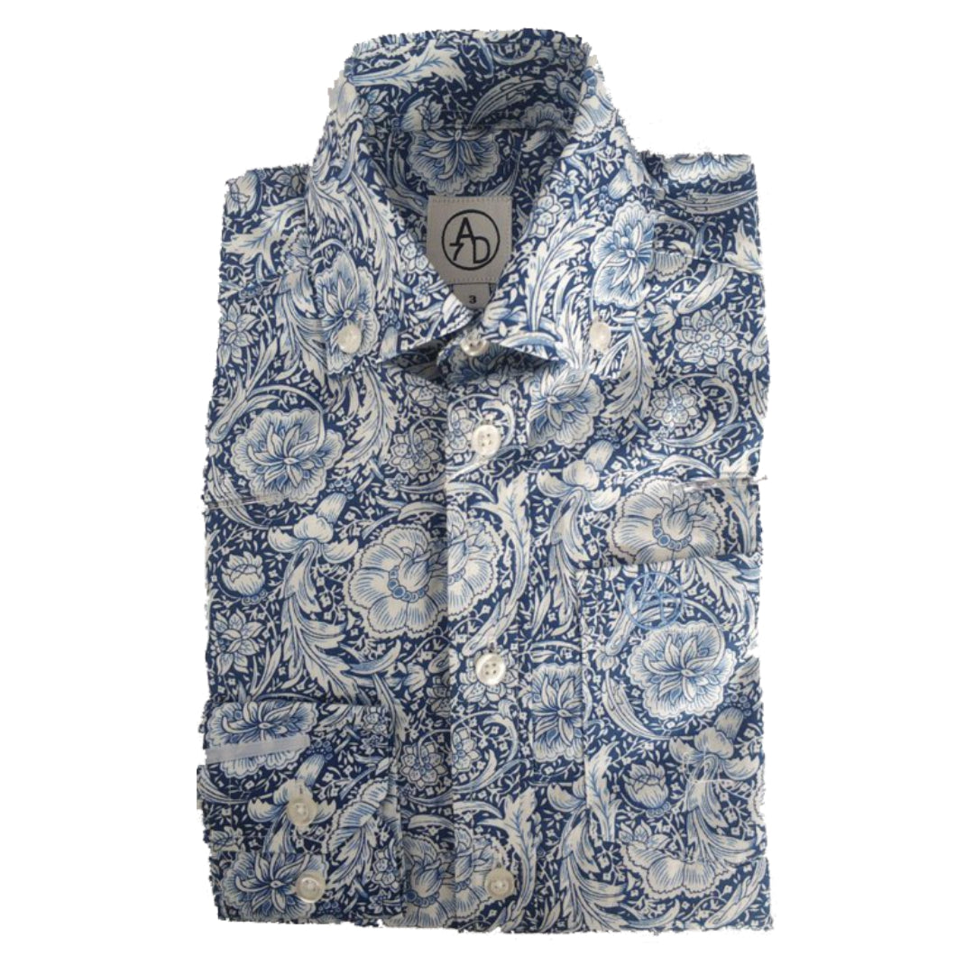 Circle Sevn Men's Navy & Silver Western Floral Shirt