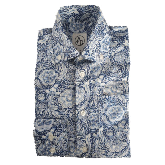 Circle Sevn Men's Navy & Silver Western Floral Shirt