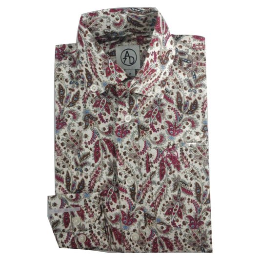 Circle Sevn Men's Red & Silver Western Paisley Shirt